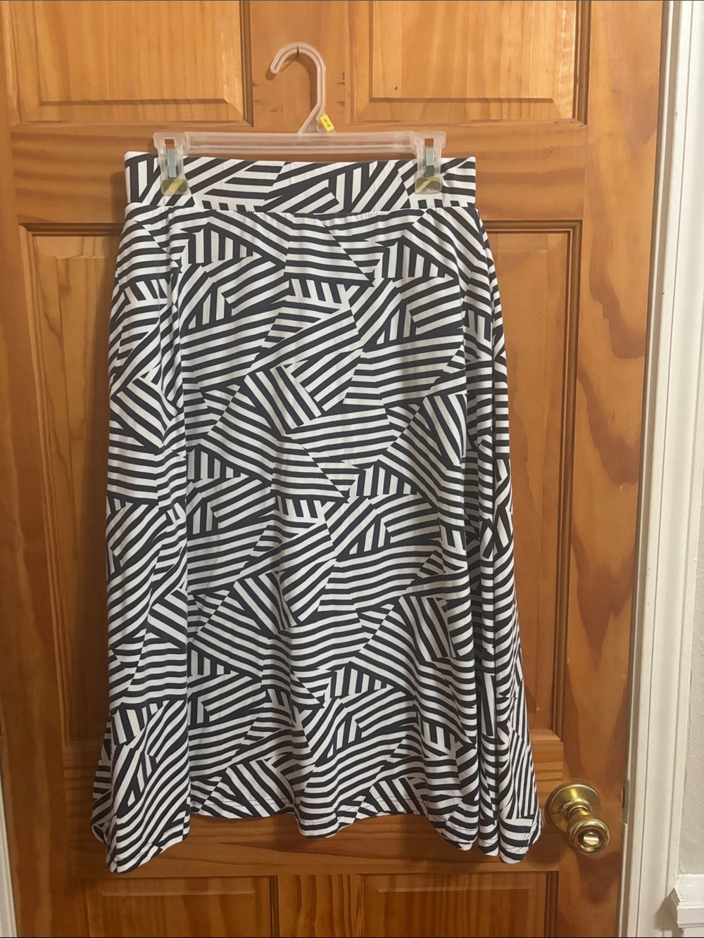Pact Black and White Geometric A-Line Skirt